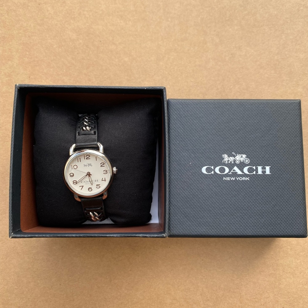 Coach Women's Black Leather Strap Watch - Picture 2 of 6